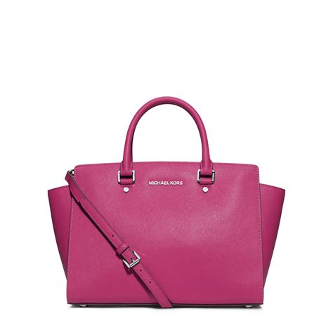 michael kors selma saffiano leather medium satchel pink|Michael Kors saffiano wallet black.